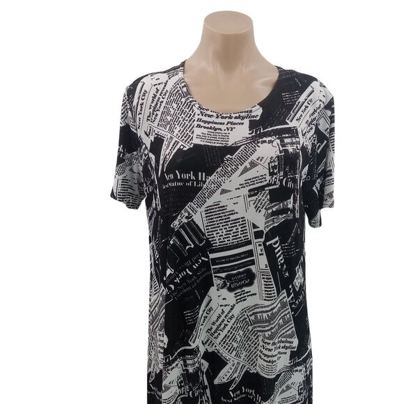 Jostar Womens Knit Dress M Newsprint New York Times Newspaper Brooklyn Graphic - Picture 2 of 10